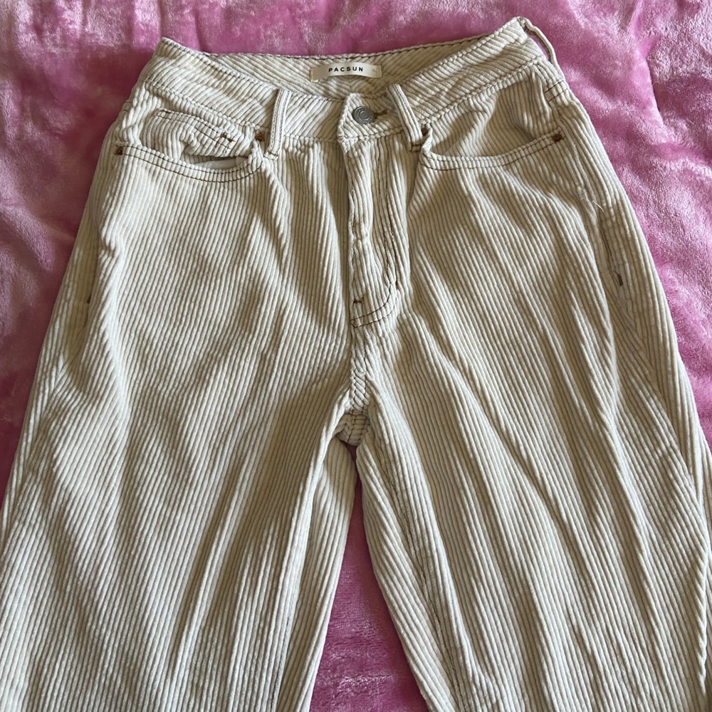 PacSun Cream Corduroy Mom Jeans